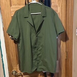 Olive Green Men's Casual Button Down Shirt